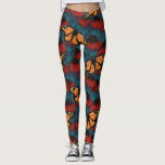Monarch butterfly on red coneflowers leggings<br><div class="desc">Hand-drawn seamless pattern with coneflowers and monarch butterflies.</div>