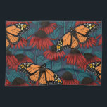 Monarch butterfly on red coneflowers tea towel<br><div class="desc">Hand-drawn seamless pattern with coneflowers and monarch butterflies.</div>