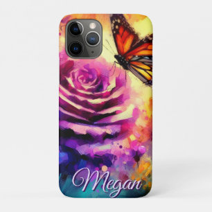 Monarch Butterfly on Rose at Sunset Personalised Case-Mate iPhone Case