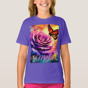 Monarch Butterfly on Rose at Sunset Personalised T-Shirt