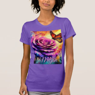 Monarch Butterfly on Rose at Sunset Personalised T-Shirt