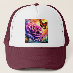 Monarch Butterfly on Rose at Sunset Personalised Trucker Hat
