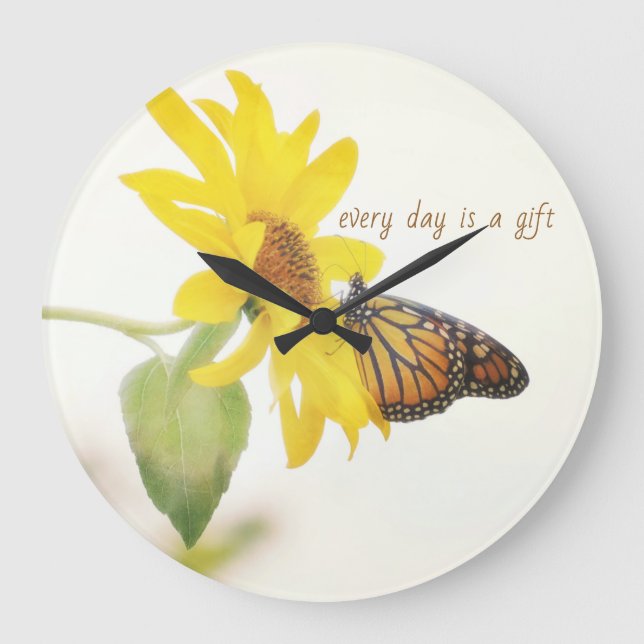 Monarch Butterfly on Sunflower Acrylic Wall Clock (Front)