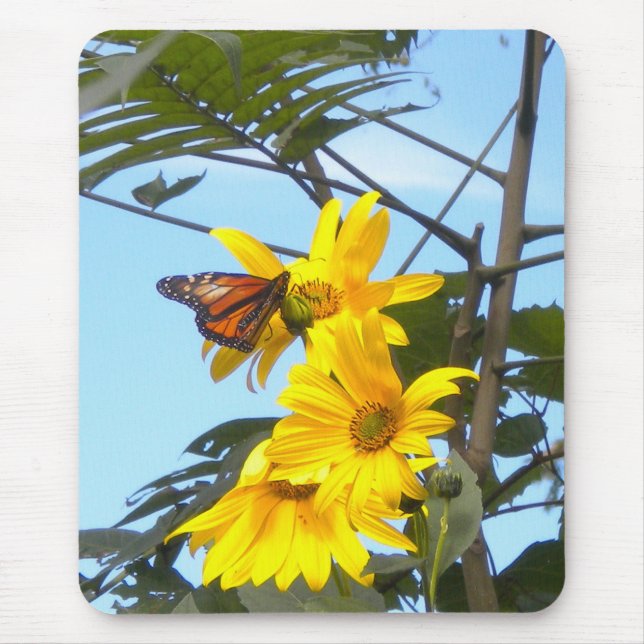 Monarch Butterfly on Sunflower mouse pad (Front)