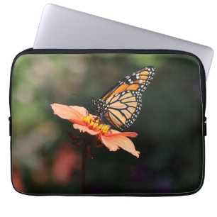 Monarch Butterfly on Verbena & Dahlia Laptop Sleeve