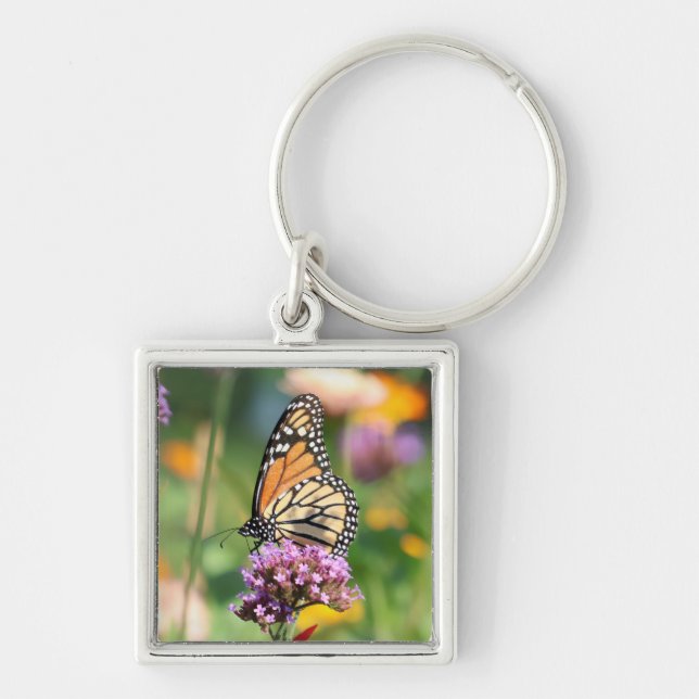 Monarch Butterfly on Verbena Key Ring (Front)