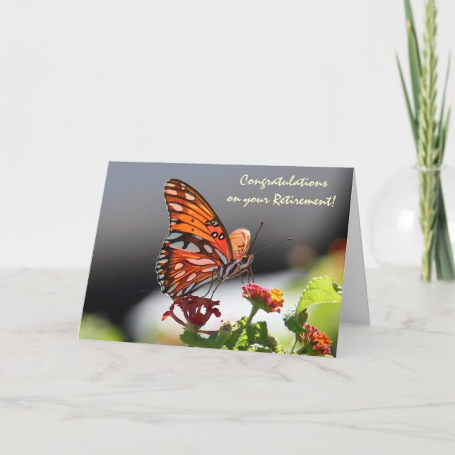 Monarch Butterfly on Wildflowers Retirement Card (Front)