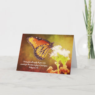 Monarch Butterfly on Wildflowers Scripture Card
