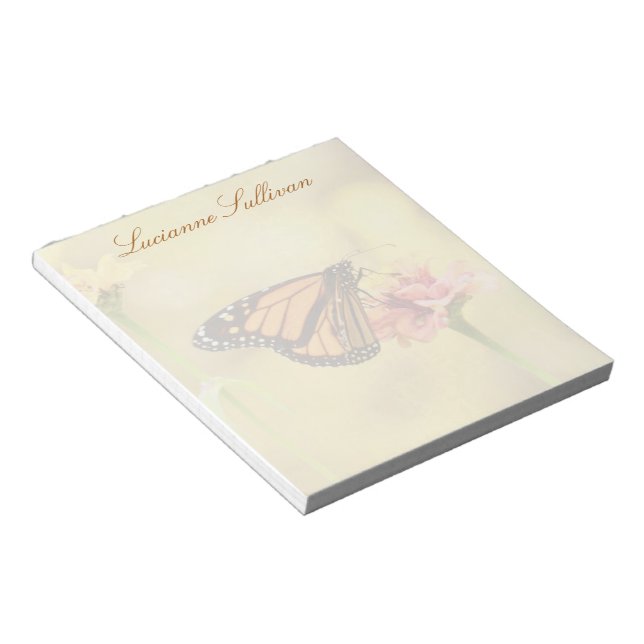 Monarch Butterfly on Zinnia Notepad (Angled)