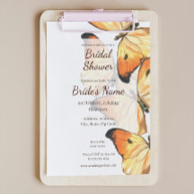 Monarch Butterfly Orange Bridal Shower Invitation