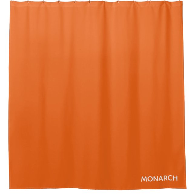 Monarch butterfly orange color name shower curtain (Front)