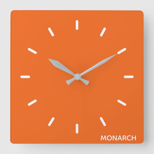 Monarch butterfly orange color name square wall clock (Front)