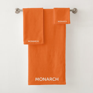 Monarch butterfly orange colour name bath towel set