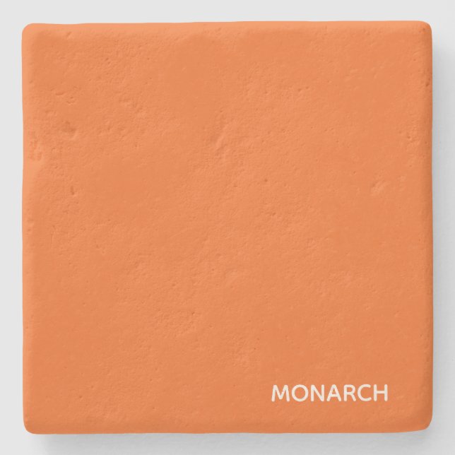 Monarch butterfly orange colour name stone coaster (Front)