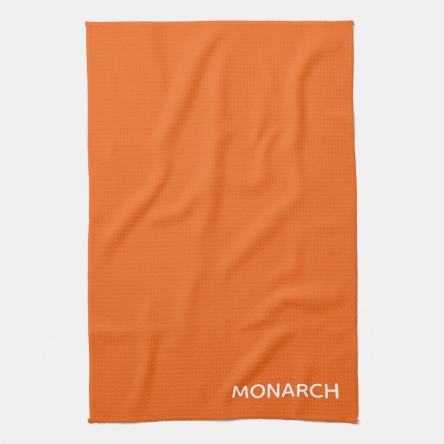 Monarch butterfly orange colour name tea towel (Vertical)