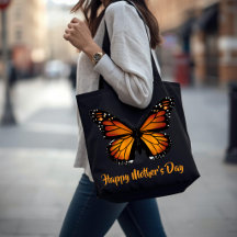 Monarch Butterfly Personalised Black Tote Bag