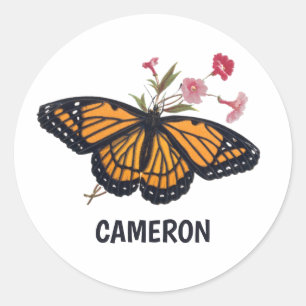 Monarch Butterfly Personalised Kids School Sticker