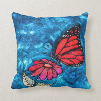 Monarch Butterfly Pillow: Original Silk Painting