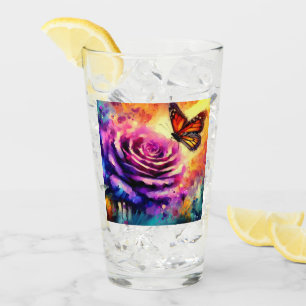 Monarch Butterfly Purple Rose Sunset Butterflies Glass