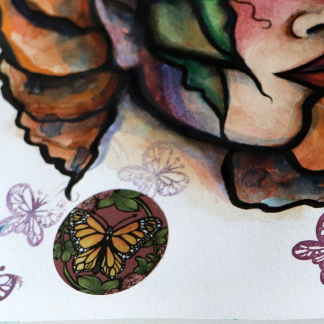 Monarch Butterfly Red Clover Garden Butterflies    Classic Round Sticker (Creator Uploaded)