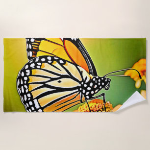 Monarch Butterfly Sip Design Beach Towel