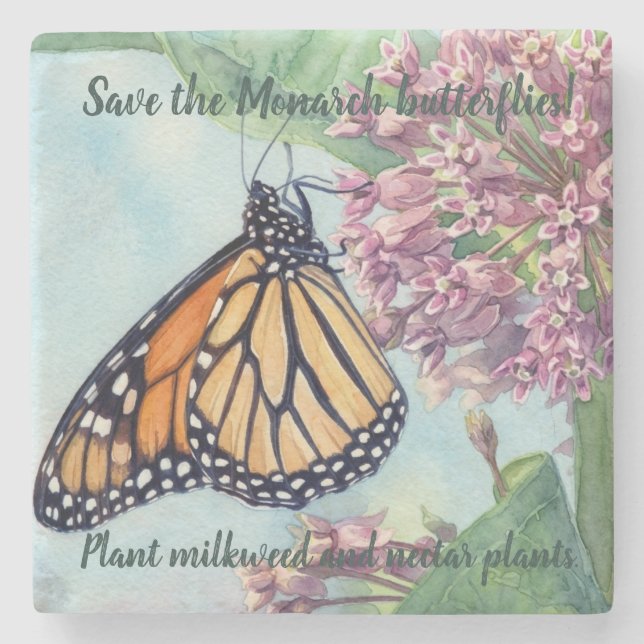 Monarch Butterfly Stone Coaster (Front)