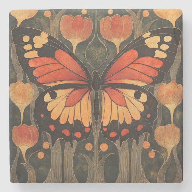 Monarch Butterfly Stone Coaster (Front)