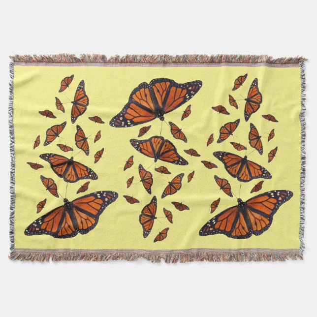 Monarch Butterfly Throw Blanket (Yellow) (Front)