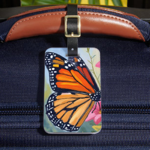 Monarch Butterfly Watercolor Floral Garden Luggage Tag