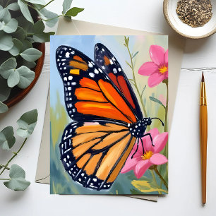Monarch Butterfly Watercolor Floral Garden Postcard