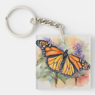 Monarch Butterfly Watercolor Print Key Ring