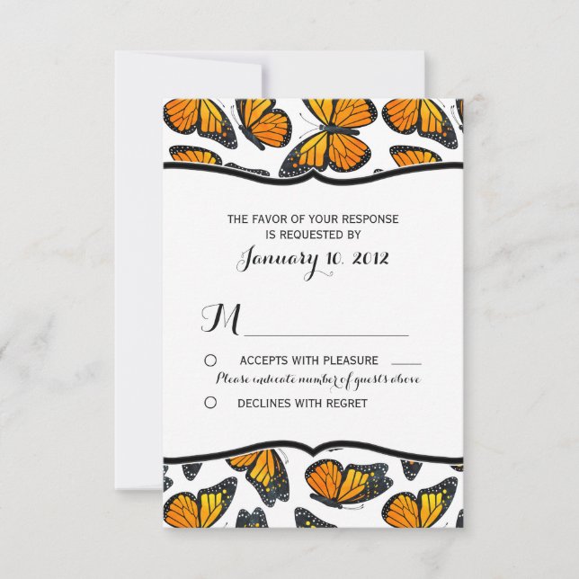 Monarch Butterfly Wedding RSVP Card (Front)