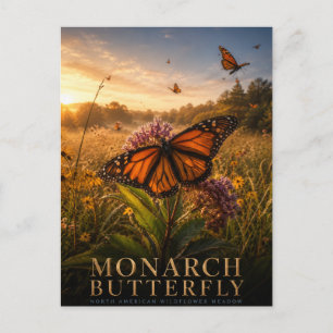Monarch Butterfly Wildflower Meadow ANIMALS Postcard