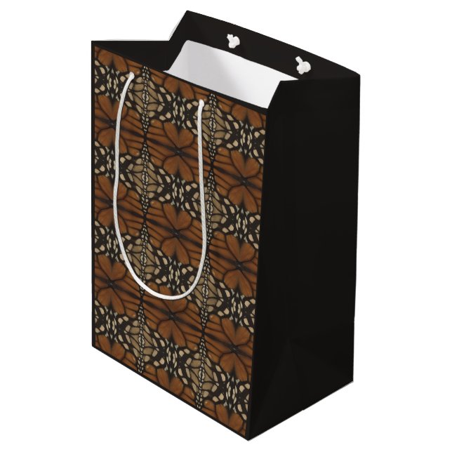 Monarch Butterfly Wing Close Up Repeat Pattern  Medium Gift Bag (Back Angled)