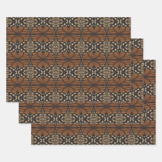 Monarch Butterfly Wing Close Up Repeat Pattern  Wrapping Paper Sheet (Set)