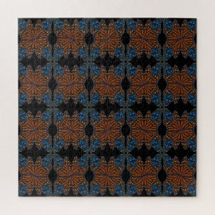Monarch Butterfly Wing Orange And Blue Pattern Jigsaw Puzzle