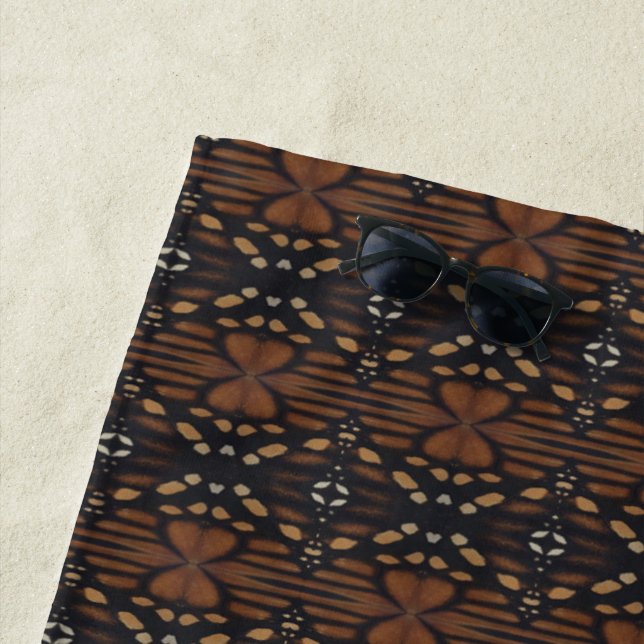 Monarch Butterfly Wing Up Close Repeat Pattern  Beach Towel (In Situ)
