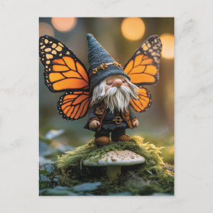Monarch Butterfly Winged Gnome - Fantasy Creature Holiday Postcard