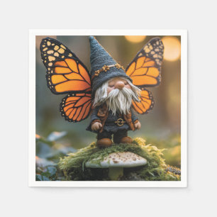 Monarch Butterfly Winged Gnome - Fantasy Creature Napkin