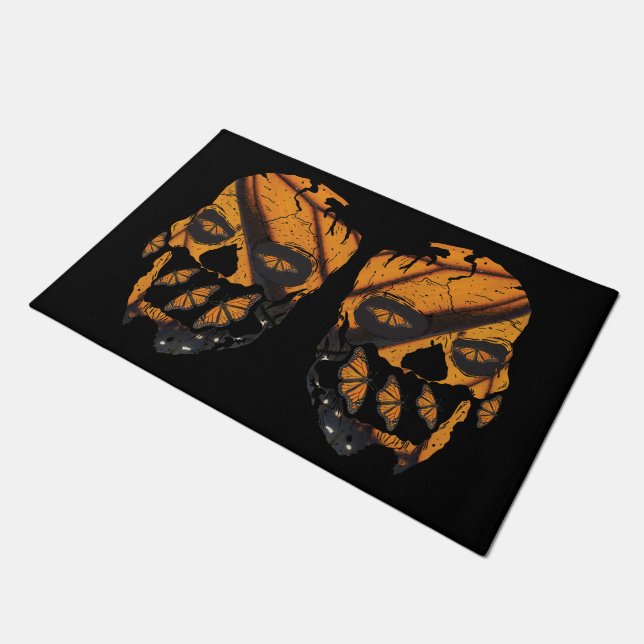 Monarch Butterfly - Wings of Butterfly Skulls Doormat (Angled)