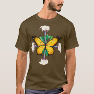 Monarch Butterfly with datura blooms leaf mandala T-Shirt