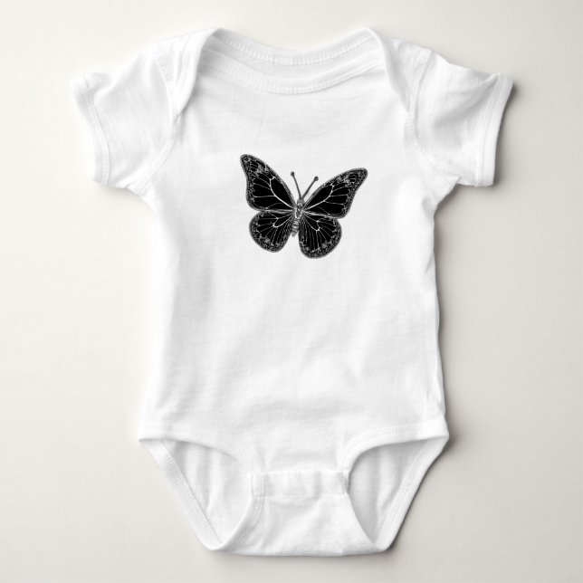 Monarch Butterfly with Detailed Wing Patterns Baby Bodysuit (Front)