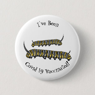 Monarch caterpillar cartoon illustration 6 cm round badge