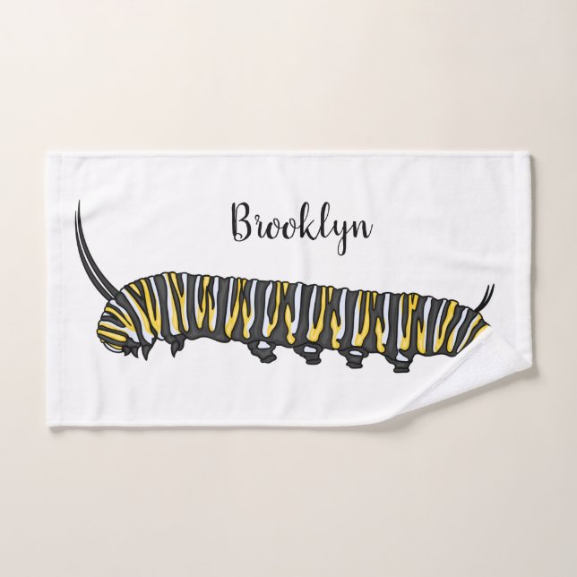 Monarch caterpillar cartoon illustration  bath towel set (Hand Towel)
