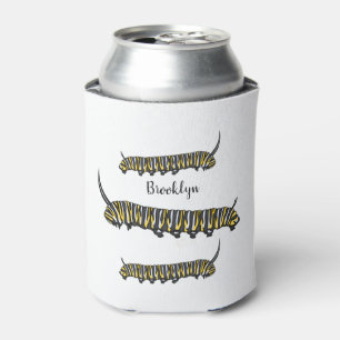 Monarch caterpillar cartoon illustration can cooler