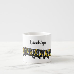 Monarch caterpillar cartoon illustration  espresso cup