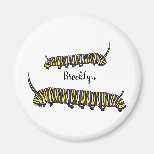 Monarch caterpillar cartoon illustration   magnet (Front)