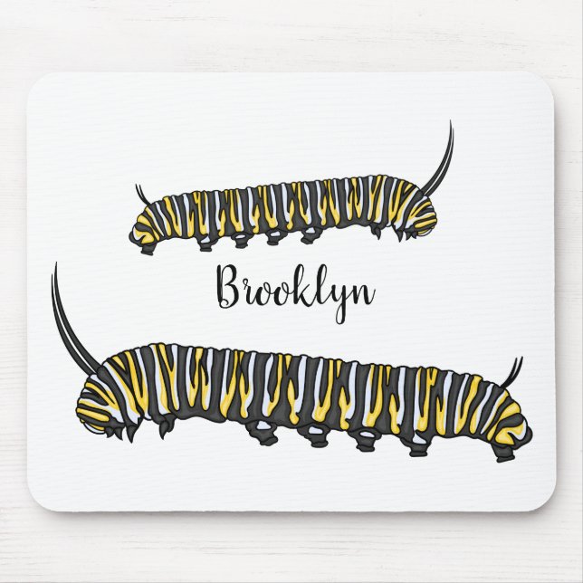 Monarch caterpillar cartoon illustration mouse pad (Front)