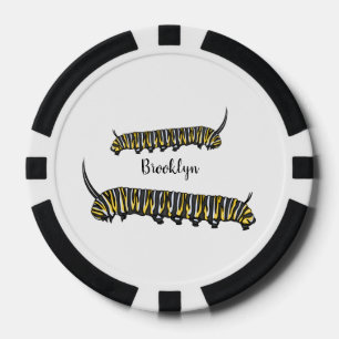 Monarch caterpillar cartoon illustration poker chips