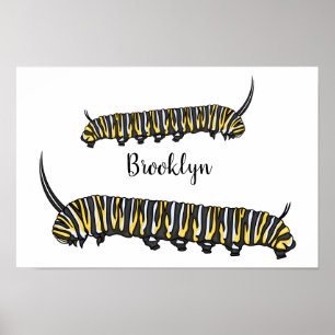 Monarch caterpillar cartoon illustration  poster